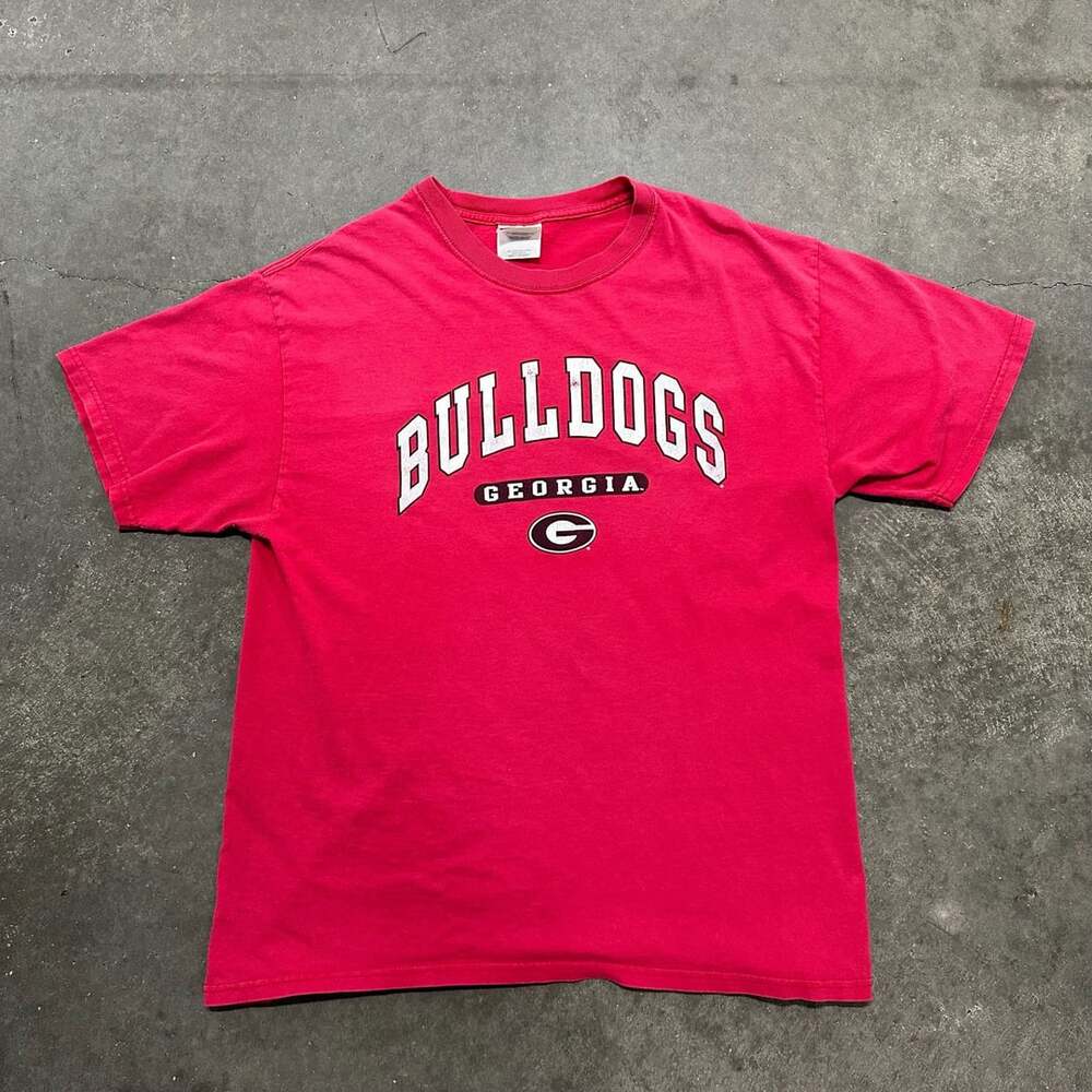 Vintage Hanes Heavyweight Georgia Bulldogs Red Graphic T-Shirt Adult Large